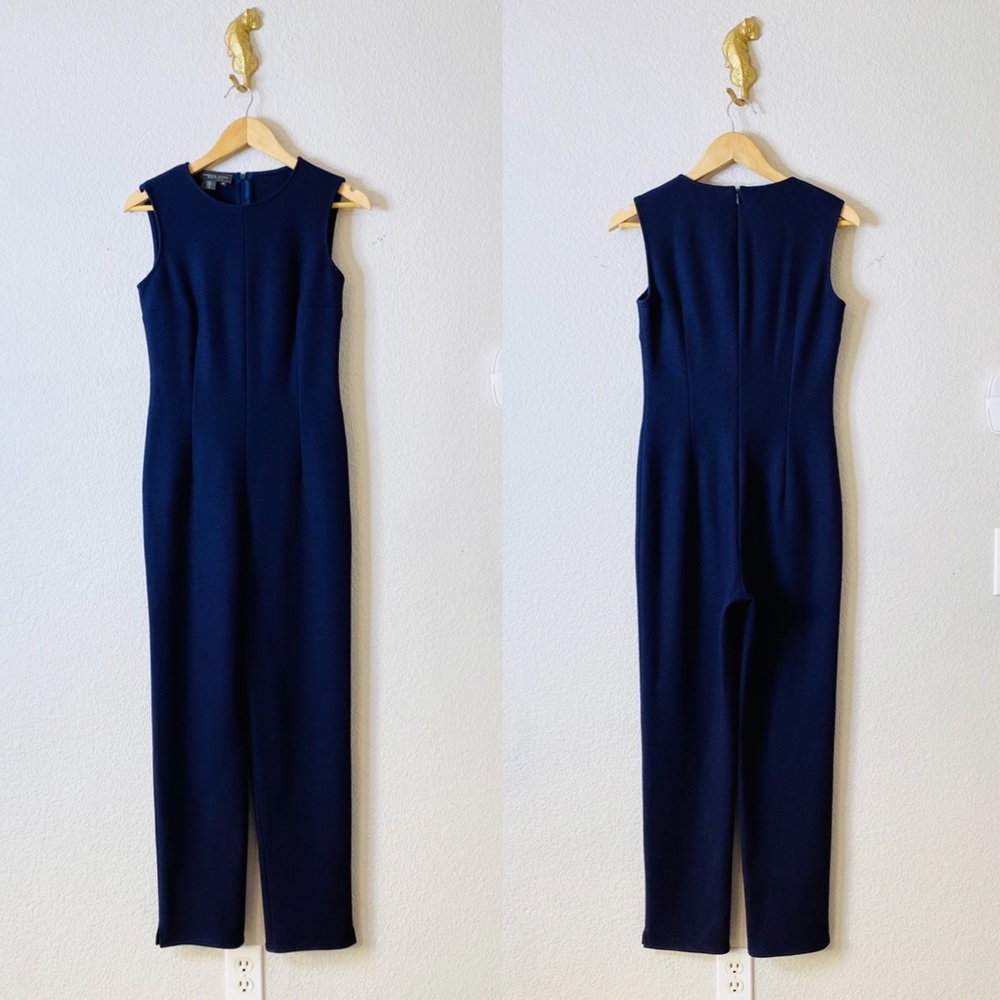 Rebecca Moses Navy Blue Wool Jumpsuit